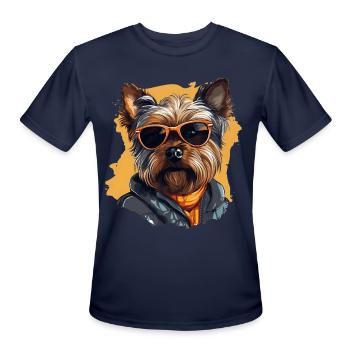 Urban Tinker: Streetwise Yorkshire Terrier Vibes - Men's Moisture Wicking Performance T-Shirt - navy - Front - Jackson (183cm)