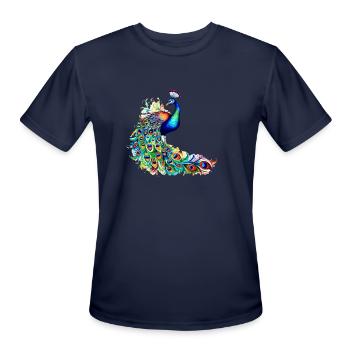 Colorful peacock - Men's Moisture Wicking Performance T-Shirt - navy - Front - Jackson (183cm)