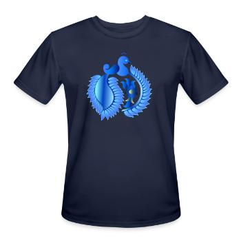 Azure Peacock Emblem - Men's Moisture Wicking Performance T-Shirt - navy - Front - Jackson (183cm)