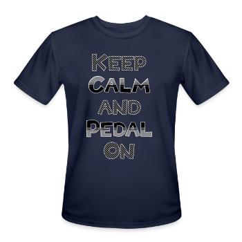 Keep Calm and Pedal On - Men's Moisture Wicking Performance T-Shirt - navy - Front - Jackson (183cm)