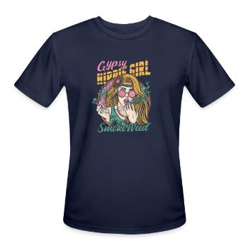 Gypsy Hippie Girl Smoke Weed - Men's Moisture Wicking Performance T-Shirt - navy - Front - Jackson (183cm)