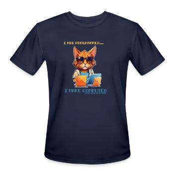 I Are Programmer I Make Computer Beep Boop Funny - Men's Moisture Wicking Performance T-Shirt - navy - Front - Jackson (183cm)