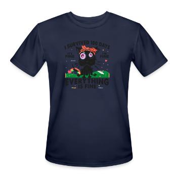 100 Days of School Cat IT'S FINE I'M FINE - Men's Moisture Wicking Performance T-Shirt - navy - Front - Jackson (183cm)