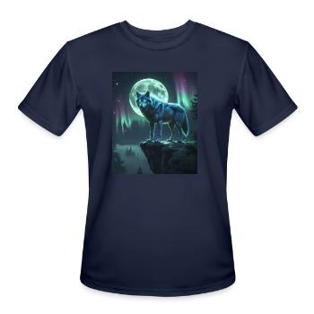 Mystical Wolf Under Moonlight - Men's Moisture Wicking Performance T-Shirt - navy - Front - Jackson (183cm)