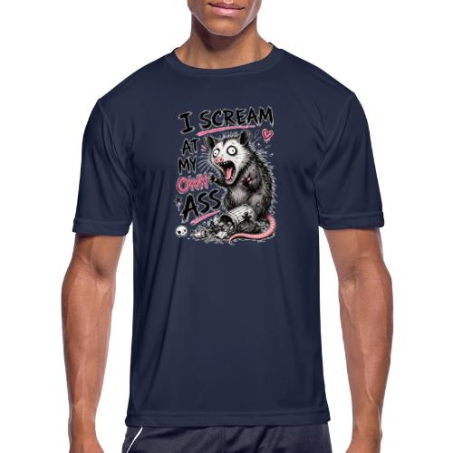 Funny Opossum Screaming Graphic Tee - Men's Moisture Wicking Performance T-Shirt