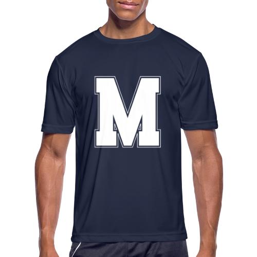 White Letter M – Varsity Alphabet Monogram - Men's Moisture Wicking Performance T-Shirt