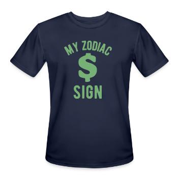 My Zodiac Sign Dollar Sign - Men's Moisture Wicking Performance T-Shirt - navy - Front - Jackson (183cm)