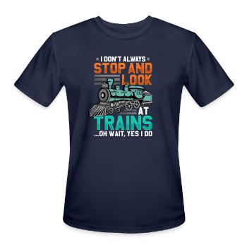 Trains Railroad Model Train - Men's Moisture Wicking Performance T-Shirt - navy - Front - Jackson (183cm)