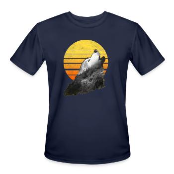 Wolf Howling At The Moon - Men's Moisture Wicking Performance T-Shirt - navy - Front - Jackson (183cm)