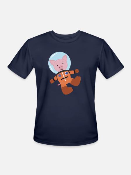 Pig In Space Suit - Men's Moisture Wicking Performance T-Shirt - navy