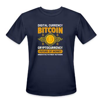 Digital Currency Bitcoin Future BTC Crypto Mens - Men's Moisture Wicking Performance T-Shirt - navy - Front - Jackson (183cm)