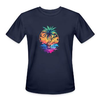 Palm Tree Paradise - Men's Moisture Wicking Performance T-Shirt - navy - Front - Jackson (183cm)