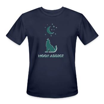 Moon Addict Howling Wolf - Men's Moisture Wicking Performance T-Shirt - navy - Front - Jackson (183cm)