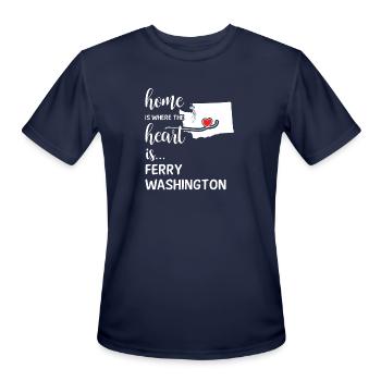 Ferry County Washington Is Where My Heart IsGift - Men's Moisture Wicking Performance T-Shirt - navy - Front - Jackson (183cm)