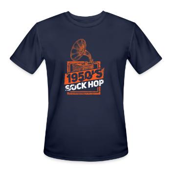 1950s Sock Hop - Men's Moisture Wicking Performance T-Shirt - navy - Front - Jackson (183cm)