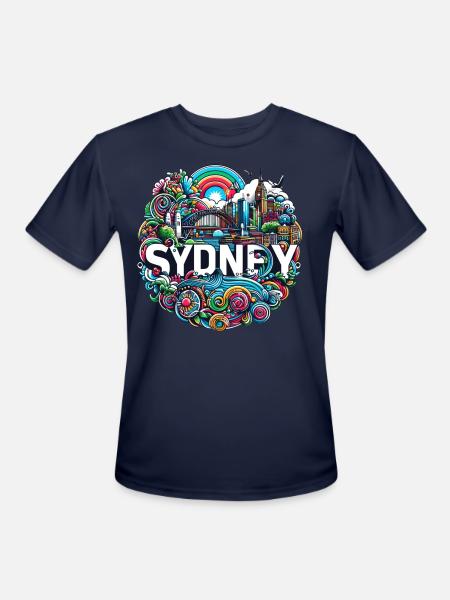 Sydney Illustration - Men's Moisture Wicking Performance T-Shirt - navy