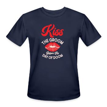 Bachelor Wedding Day Doom Kissing Groom - Men's Moisture Wicking Performance T-Shirt - navy - Front - Jackson (183cm)