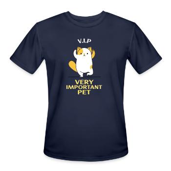 Cat Yoga Vip Very Important Pet - Men's Moisture Wicking Performance T-Shirt - navy - Front - Jackson (183cm)