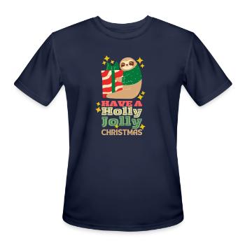Have A Holly Jolly Christmas - Men's Moisture Wicking Performance T-Shirt - navy - Front - Jackson (183cm)