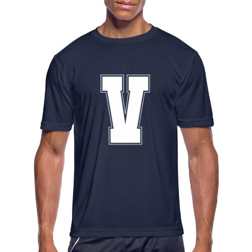 White Letter V – Varsity Alphabet Monogram - Men's Moisture Wicking Performance T-Shirt