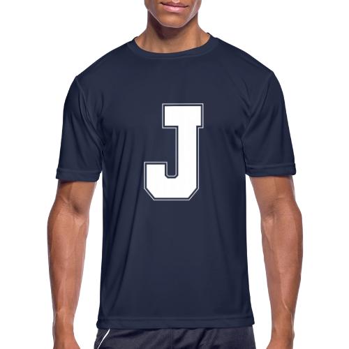 White Letter J – Varsity Alphabet Monogram - Men's Moisture Wicking Performance T-Shirt