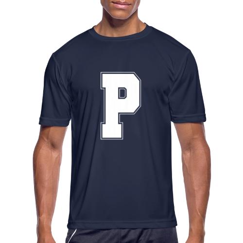 White Letter P – Varsity Alphabet Monogram - Men's Moisture Wicking Performance T-Shirt