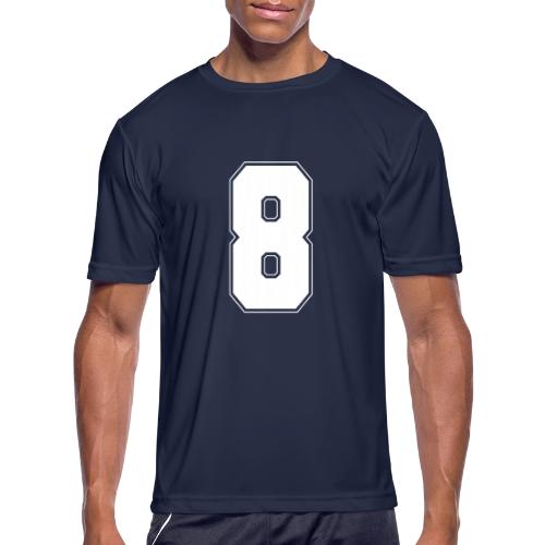 White Number 8 – Varsity Font - Men's Moisture Wicking Performance T-Shirt