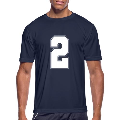 White Number 2 – Varsity Font - Men's Moisture Wicking Performance T-Shirt