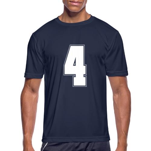 White Number 4 – Varsity Font - Men's Moisture Wicking Performance T-Shirt