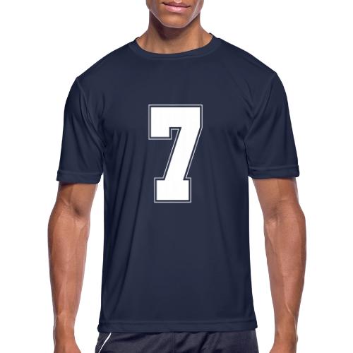 White Number 7 – Varsity Font - Men's Moisture Wicking Performance T-Shirt