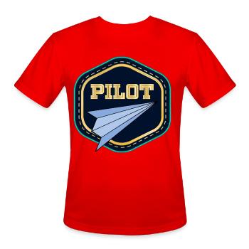 PILOT PAPER AIRPLANE - Men's Moisture Wicking Performance T-Shirt - red - Front - Jackson (183cm)
