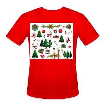 Jolly Santa and Tree Clip Art - Men's Moisture Wicking Performance T-Shirt - red - Front - Jackson (183cm)