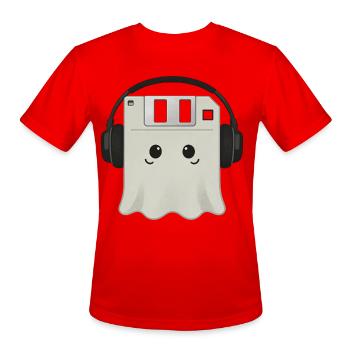 Retro Tech Ghost - Floppy Disk Nostalgia Art - Men's Moisture Wicking Performance T-Shirt - red - Front - Jackson (183cm)