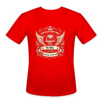 Grill Boss Camp Rule Badge - Men's Moisture Wicking Performance T-Shirt - red - Front - Jackson (183cm)