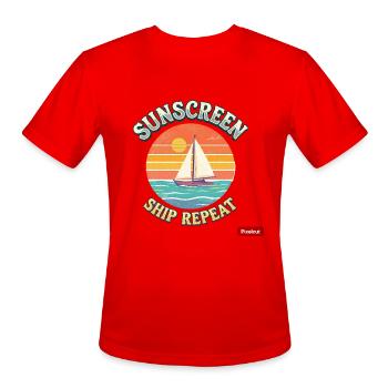 Sunset Sail Repeat Logo - Men's Moisture Wicking Performance T-Shirt - red - Front - Jackson (183cm)