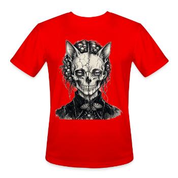 Gothic Cracked Skull Portrait – Dark Moth & Occult - Men's Moisture Wicking Performance T-Shirt - red - Front - Jackson (183cm)