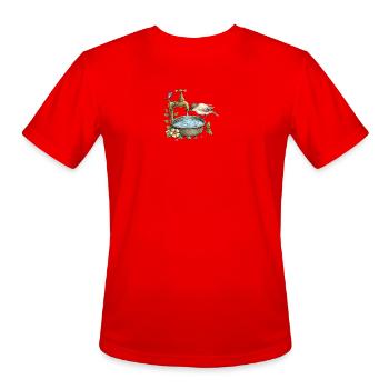 Bird at Rustic Tap Garden Watering - Men's Moisture Wicking Performance T-Shirt - red - Front - Jackson (183cm)