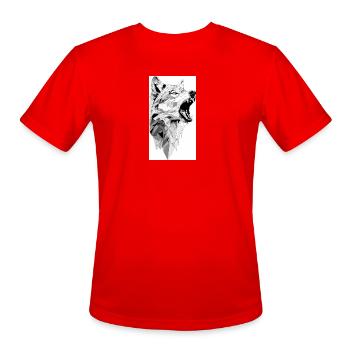 Geometric Wolf Howl - Men's Moisture Wicking Performance T-Shirt - red - Front - Jackson (183cm)