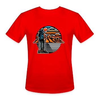Trailbound Hiker at Sunset Ridge - Men's Moisture Wicking Performance T-Shirt - red - Front - Jackson (183cm)
