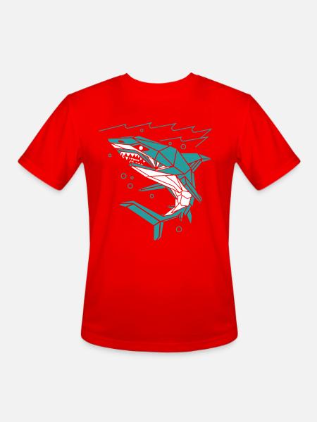 Polygon Shark - Men's Moisture Wicking Performance T-Shirt - red