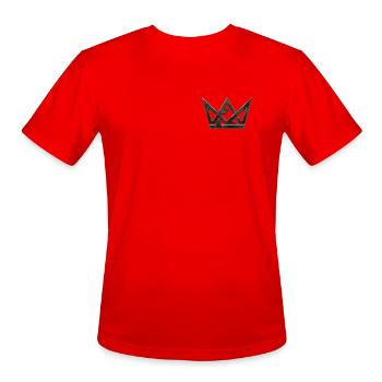 Mono Crown | Black Metallic Geometric Chest Logo - Men's Moisture Wicking Performance T-Shirt - red - Front - Jackson (183cm)