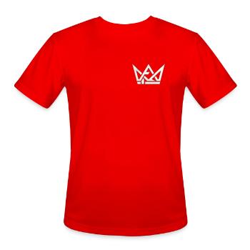 Mono Crown | white Metallic Geometric Chest Logo - Men's Moisture Wicking Performance T-Shirt - red - Front - Jackson (183cm)