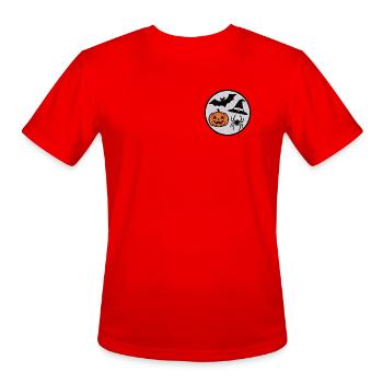 Halloween Circle: Pumpkin Bat Spider - Men's Moisture Wicking Performance T-Shirt - red - Front - Jackson (183cm)
