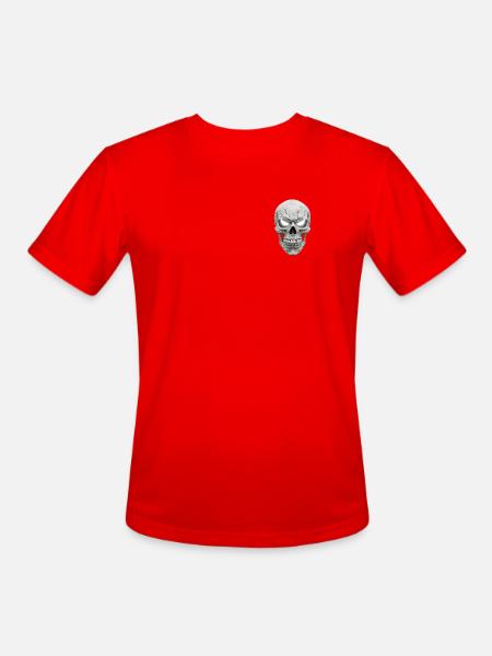 Cracked Skull Chrome Gaze - Men's Moisture Wicking Performance T-Shirt - red
