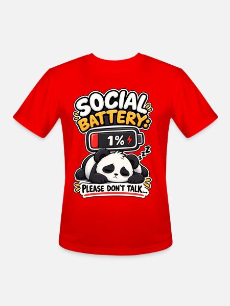 Social Battery Panda 1% - Men's Moisture Wicking Performance T-Shirt - red