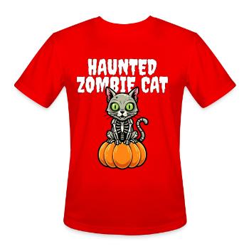 HAUNTED ZOMBIE CAT - ZOMBIE HALLOWEEN - Men's Moisture Wicking Performance T-Shirt - red - Front - Jackson (183cm)