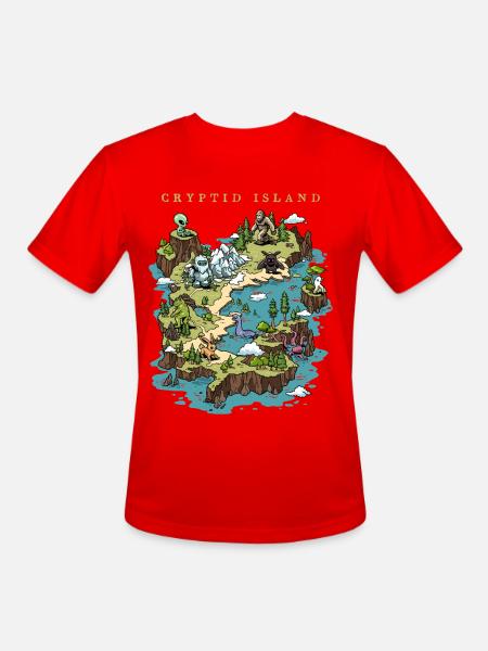 Cryptid Island - Men's Moisture Wicking Performance T-Shirt - red