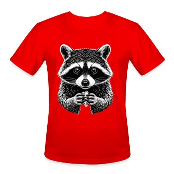 Raccoon Engraved Mono Charm - Men's Moisture Wicking Performance T-Shirt - red - Front - Jackson (183cm)