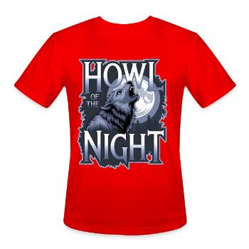 Wolf – Howl of the Night - Men's Moisture Wicking Performance T-Shirt - red - Front - Jackson (183cm)