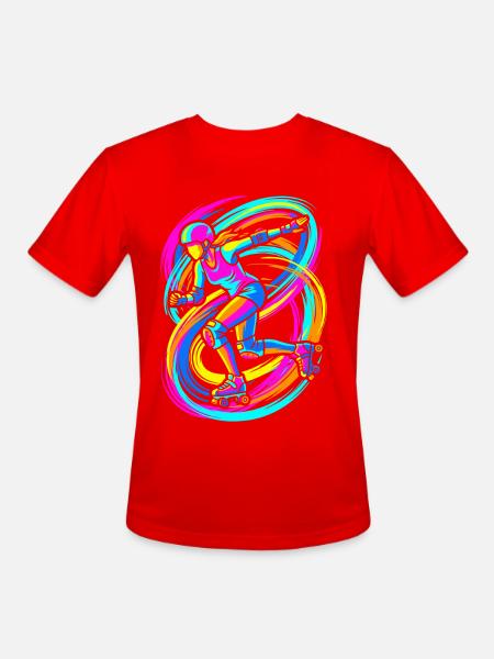 Roller Skater - Men's Moisture Wicking Performance T-Shirt - red